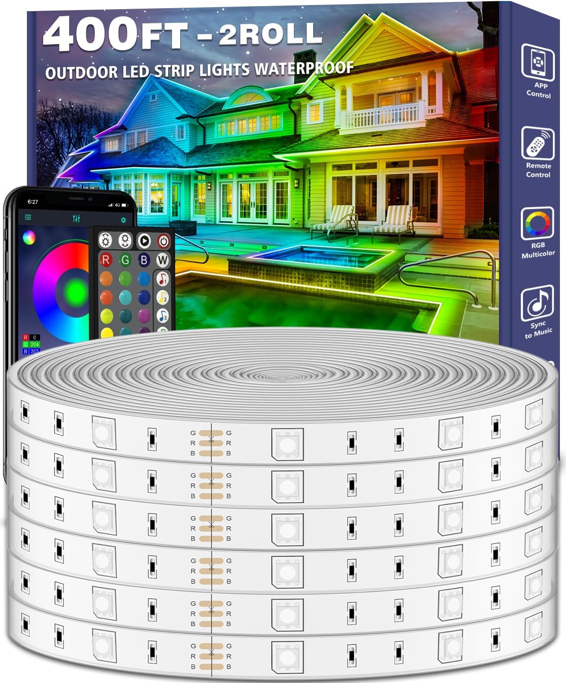 talkhigh 400ft Outdoor LED Strip Lights
