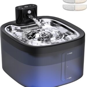 Ksuefao Wireless Cat Water Fountain with Stainless Steel Tray