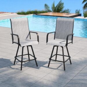 Anmutig 2 Piece Gray Patio Bar Chairs